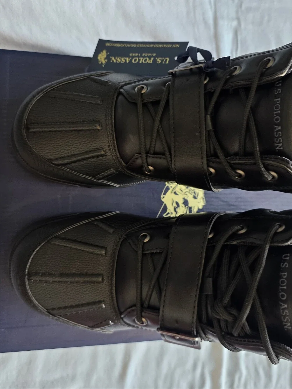 Men's Black Leather Tactical Boots Polo Assn.